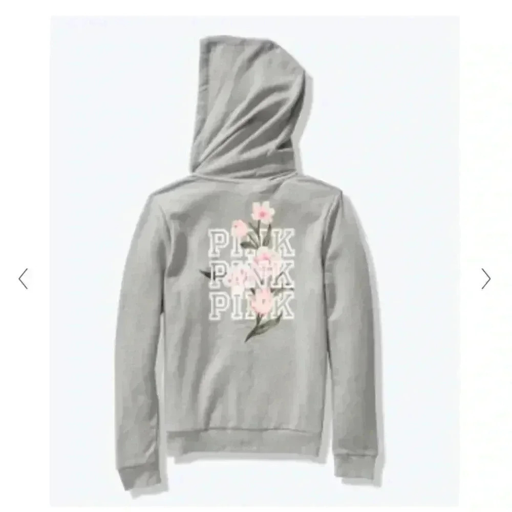 NWT Victoria’s Secret Pink Floral Gray Hoodie